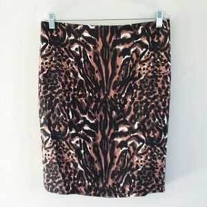 TALBOTS Women's Animal Print Pencil Lined Skirt